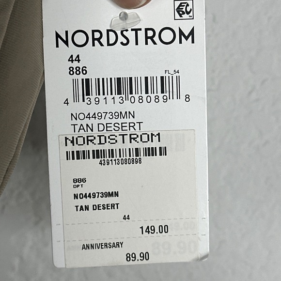 Nordstrom Pants Mens 44W Tan‎ Flat Front Performance Tech Smart Golf Athleisure - Picture 7 of 9